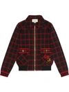 GUCCI CHECK WOOL BOMBER WITH PATCHES