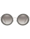 Miu Miu Délice Rhinestone Sunglasses In Black