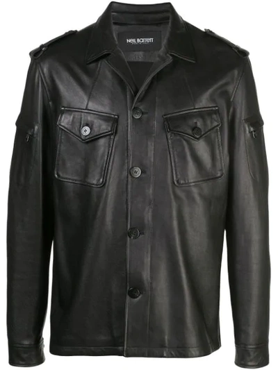 Neil Barrett Nappa Shirt Jacket In Black