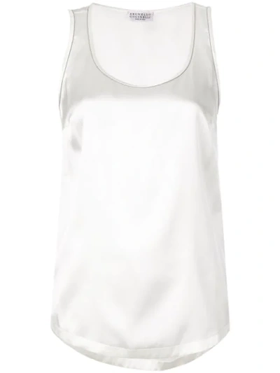 Brunello Cucinelli Silk Tank Top In White