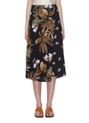 VINCE 'Tropical Garden' print crinkled satin wrap skirt
