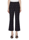 TIBI 'Ant' embroidered cropped boot cut pants