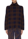 VINCE Tartan plaid wool-cashmere mock neck sweater