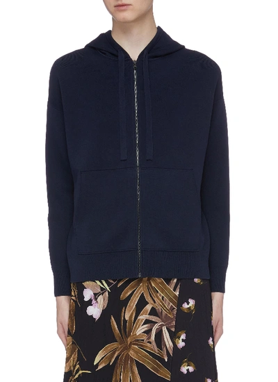 Vince Washed Boxy Zip Hoodie In Blue