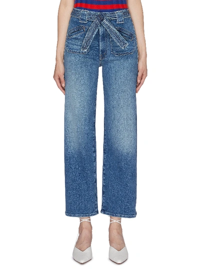 Mother 'the Tie Patch Rambler' Belted Wide Leg Jeans