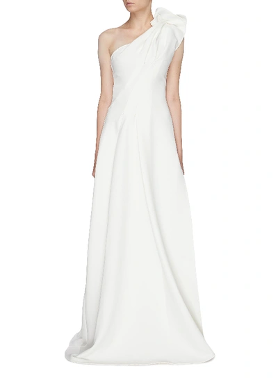Maticevski 'virtuoso' Gathered One-shoulder Gown In White