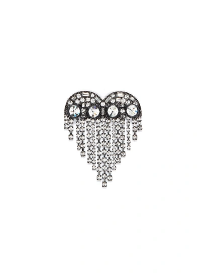 Venna Glass Crystal Fringe Heart Hair Clip In Metallic