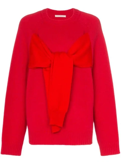 Christopher Kane Tie-front Knitted Sweater - 红色 In Red
