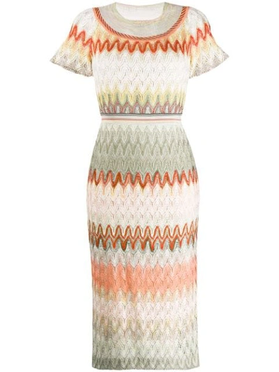 Missoni Chevron Print Midi Dress In Multicoloured
