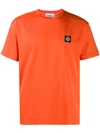 Stone Island Logo Patch T-shirt In Orange