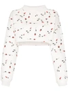 ADAM SELMAN SPORT ROSE-PRINT CROPPED SWEATSHIRT