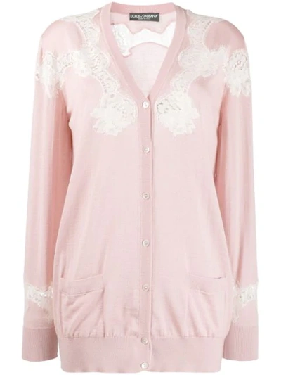 Dolce & Gabbana Lace Cardigan In Pink