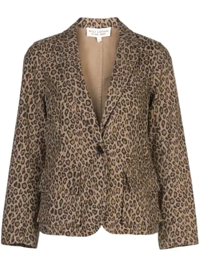 Nili Lotan Addison Leopard-print Cotton Blazer In Leopard Print