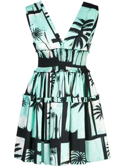 Fausto Puglisi Palm Tree Print Dress - 蓝色 In Blue