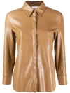 Nanushka Leather Effect Shirt In Brown