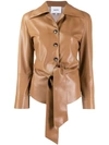 Nanushka Wrap Front Blouse In Brown