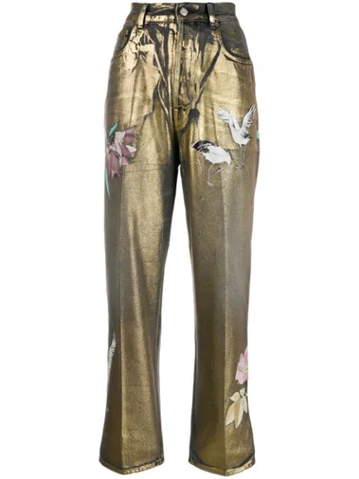Golden Goose Spray Painted Wide Leg Jeans - 金色 In Gold ,grey