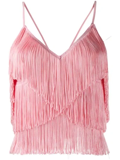 Norma Kamali Fringed Techno Camisole Top In Pink