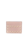 Valentino Rockstud Cardholder Wallet In Pink