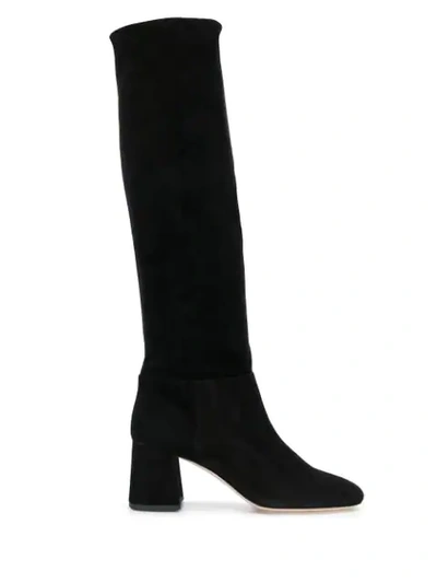 Miu Miu Suede Knee Length Boots - 黑色 In Black