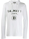 BALMAIN LOGO PRINT HOODED T-SHIRT