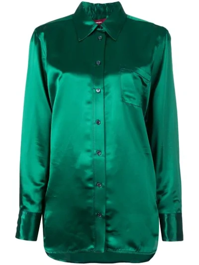 Sies Marjan Sander Collared Cuffed Satin Shirt In Green