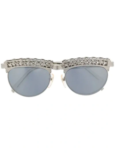 Pre-owned Jean Paul Gaultier 1990s Eiffel Tower Frame Sunglasses In Silver