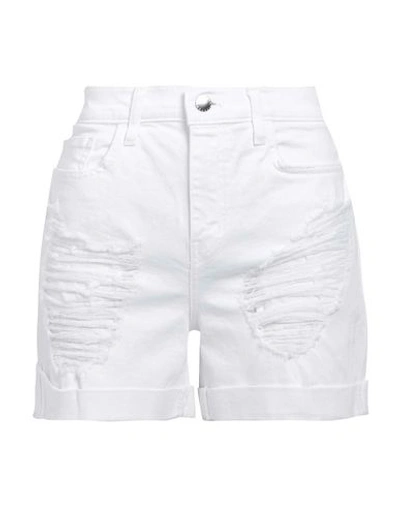 L Agence Distressed Denim Shorts In White