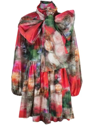 Adam Lippes Floral Print Pussy Bow Coat - 多色 In Multicolour