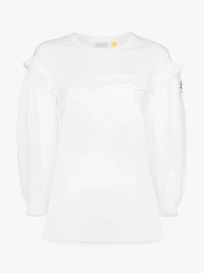Moncler Genius 4 Moncler Simone Rocha Ruffled Logo T-shirt In White