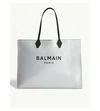 BALMAIN LOGO MIRROR METALLIC LEATHER TOTE