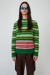 ACNE STUDIOS Striped waffle-stitch sweater Green/pink multi