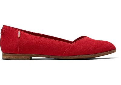 Toms Schuhe Knallrote Suede Julie Ballerinas Für Damen - Grösse 39 In Poinsettia