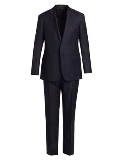 Giorgio Armani Men's Pinstripe Single-breasted Wool Suit In Navy