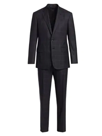 Giorgio Armani Men's Wool Windowpane Single-breasted Suit In Neutral