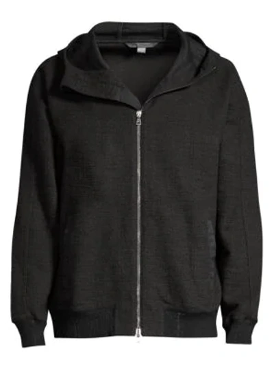 John Varvatos Easy-fit Hooded Zip Jacket In Black