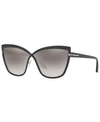 Tom Ford Smoke Mirror Cat Eye Ladies Sunglasses Ft0715 01c 68 In Black Shiny/grey Mirror