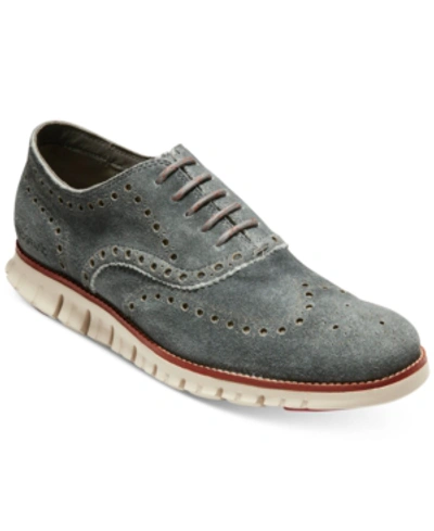 Cole Haan Men's Zerogrand Wingtip Oxfords Men's Shoes In Grey Suede/redwood