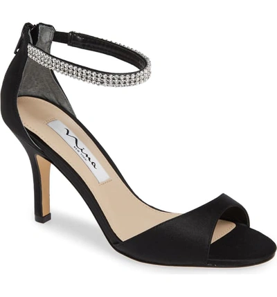 Nina Volanda Womens Satin Embellished Dress Sandals In Black