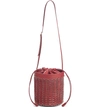 PACO RABANNE ICONIC LEATHER BUCKET BAG,19ASS0058CLF020