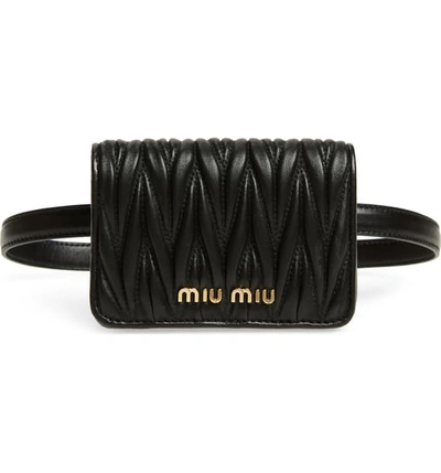 Miu Miu Mini Matelasse Leather Belt Bag In Nero