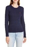 Polo Ralph Lauren Logo Cable-knit Sweater In Dark Blue