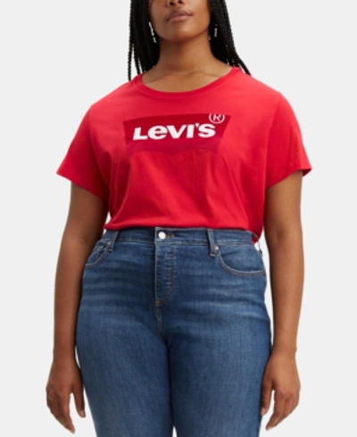 Levi's Batwing Trendy Plus Size Cotton Logo Graphic T-shirt In Brilliant Red