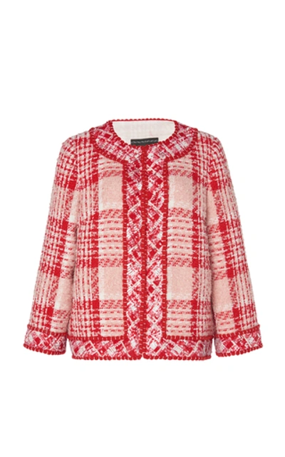 Andrew Gn Boxy Plaid Woven Jacket In Red