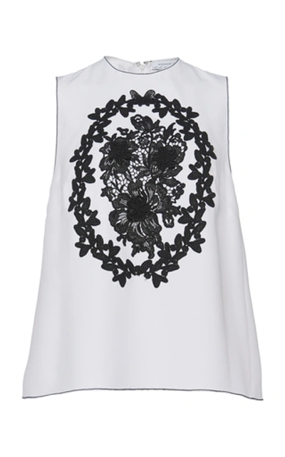 Andrew Gn Floral-applique Sleeveless Top In White
