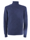 KANGRA BLUE WOOL, SILK AND CASHEMRE SWEATER,810105 00041