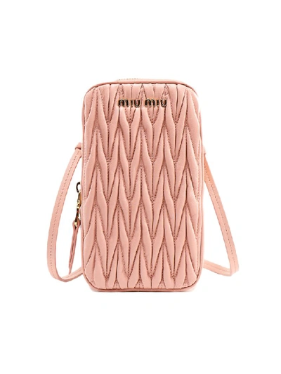Miu Miu Rose Matelasse Leather Mini Bag In Pink