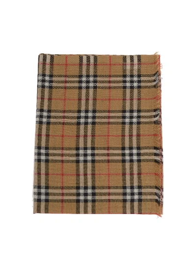 Burberry Vintage Check Scarf In Beige,red,black