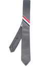 Thom Browne Seersucker Striped Tie In Grey