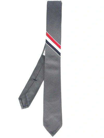 Thom Browne Seersucker Striped Tie In Grey